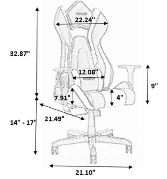 ViscoLogic Cayenne M3 Ergonomic High-Back, 2D Armrest, Reclining Sports Styled Home Office PC Racing Gaming Chair