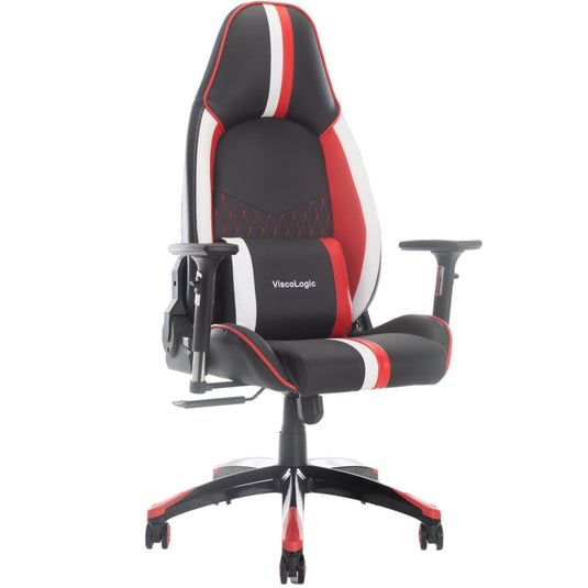 ViscoLogic Cayenne X Ergonomic Height Adjustable Reclining Sports Styled Home Office Racing Gaming Chair for PC Video Game Computer (Black-Red-White)