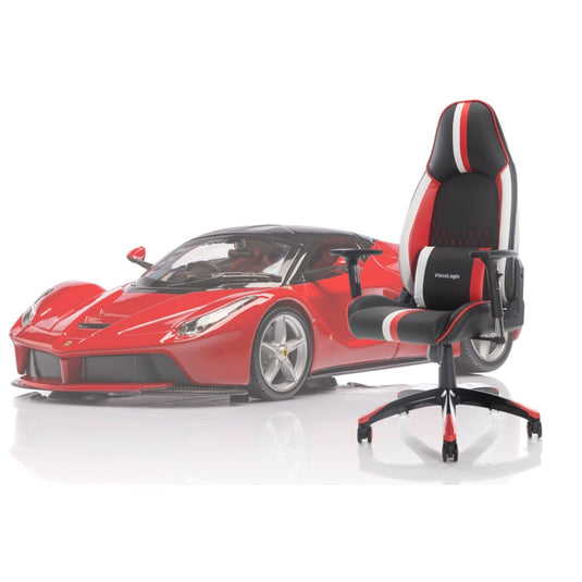 ViscoLogic Cayenne X Ergonomic Height Adjustable Reclining Sports Styled Home Office Racing Gaming Chair for PC Video Game Computer (Black-Red-White)