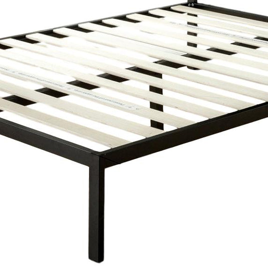 ViscoLogic Platform Metal Bed Frame with Upholstered Headboard/Mattress Foundation/Wood Slat Support