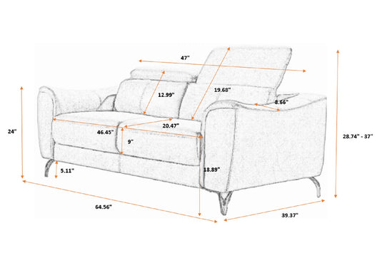 ViscoLogic DUKE Adjustable Headrest Luxury Living Room Leather Sofa/Couch, Loveseat, Arm Chair (Brown) (FOR GTA  AREA ONLY)