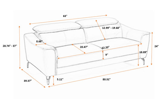 ViscoLogic DUKE Adjustable Headrest Luxury Living Room Leather Sofa/Couch, Loveseat, Arm Chair (Brown) (FOR GTA  AREA ONLY)