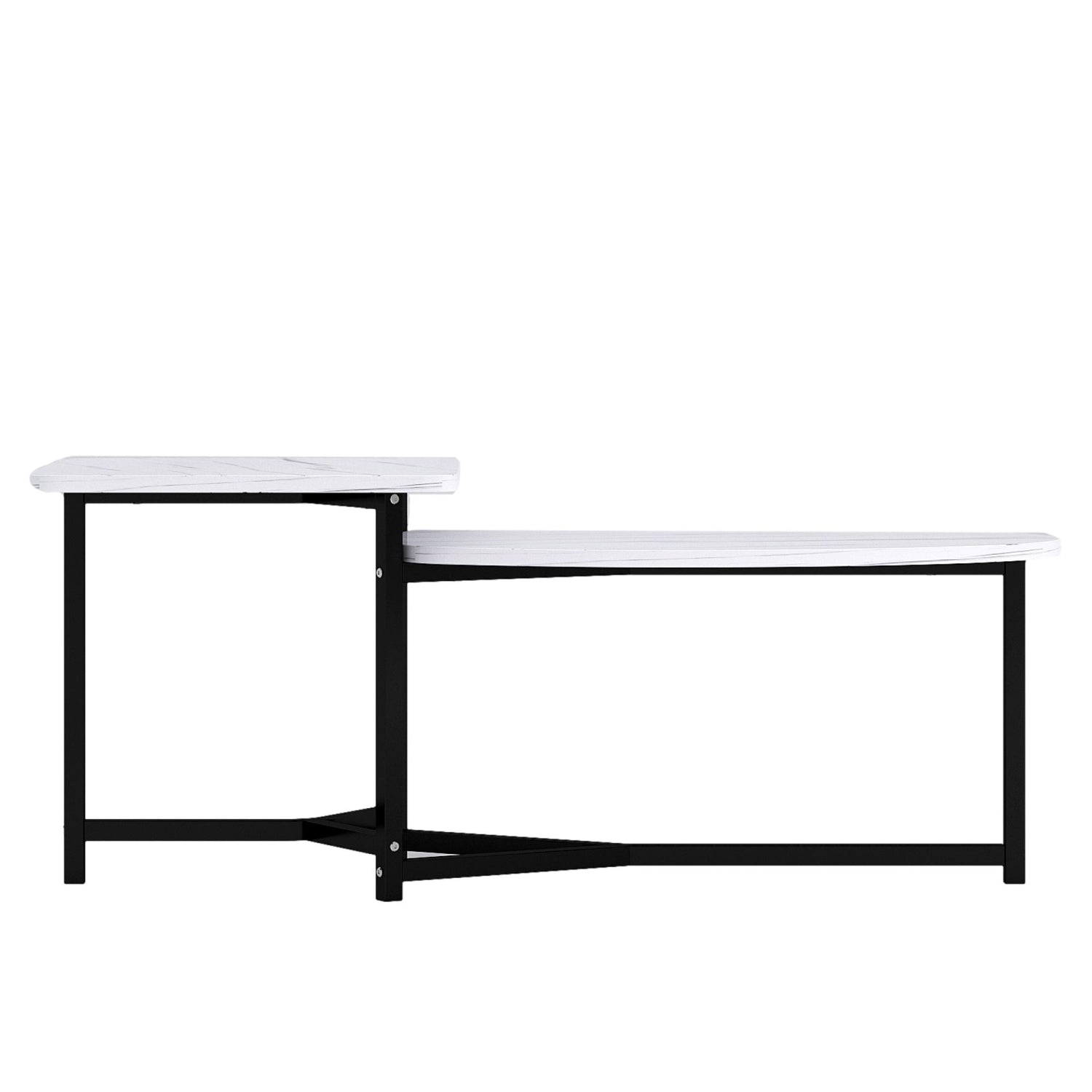 ViscoLogic LUXEM Mid-Century Unique Nested Coffee Table, Center Table For Living Room (White)
