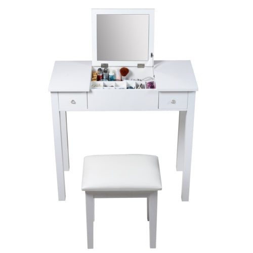 ViscoLogic Wooden Makeup Vanity Dressing Table With Stool (Leatherette Square)