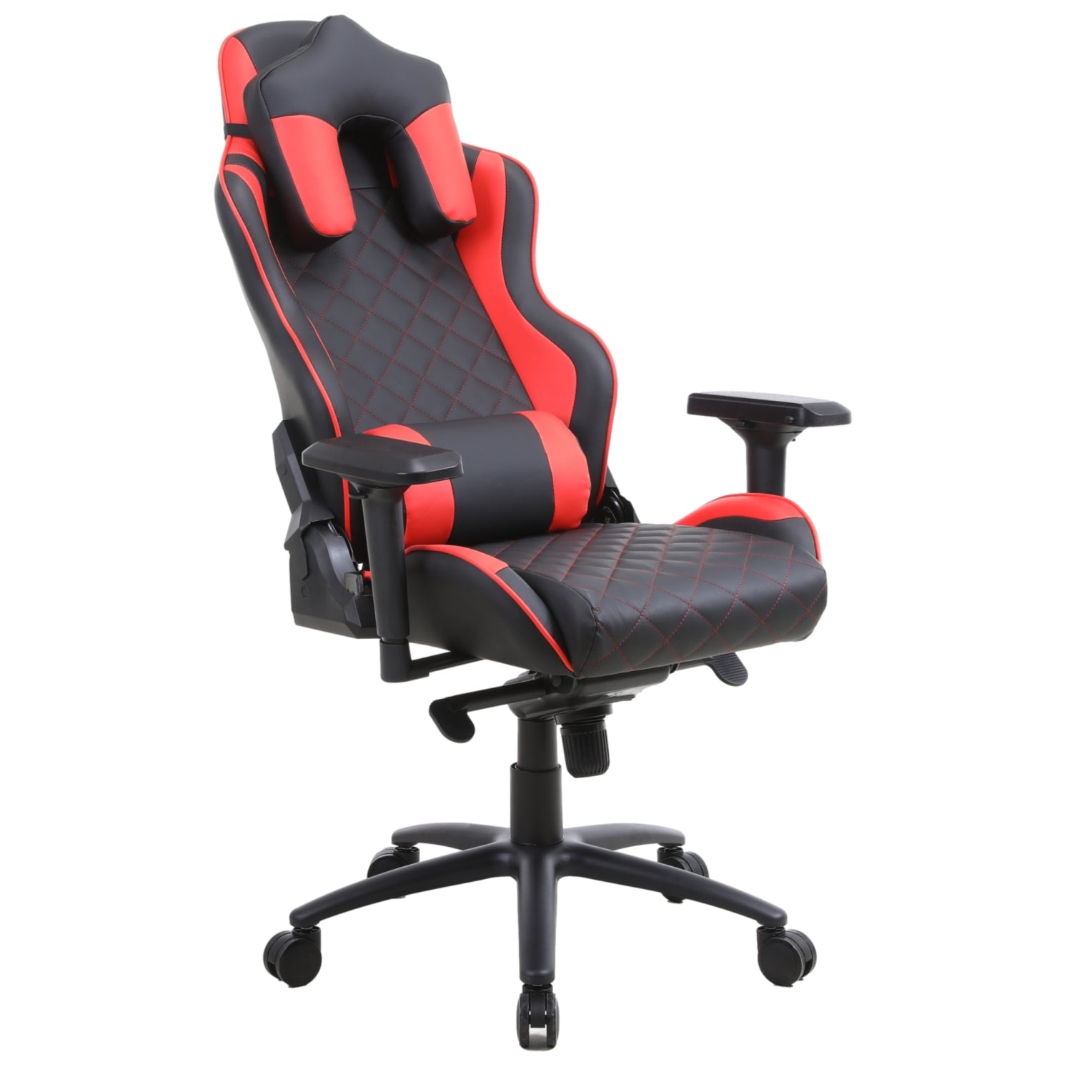 ViscoLogic VANGUARD Premium Grade Series Ergonomic Quilted PU Leather Upholstery Home Office Computer Desk Gaming Chair (Black & Red)