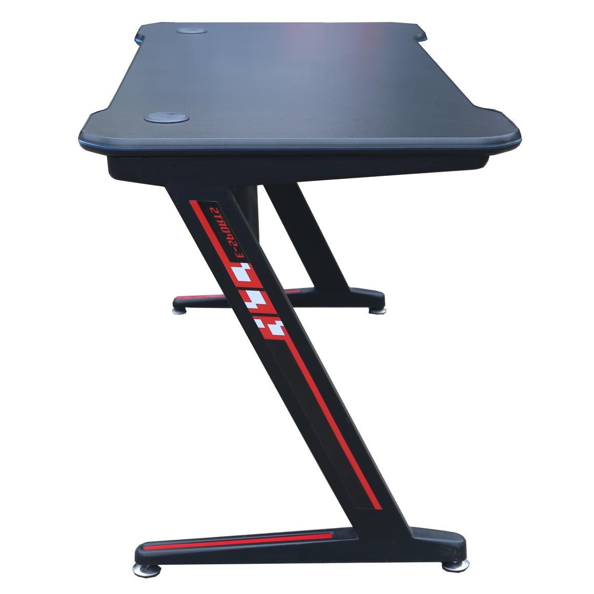 ViscoLogic Gaming Desk Computer Table Z- Shape Sports Racing Table with LED Lights