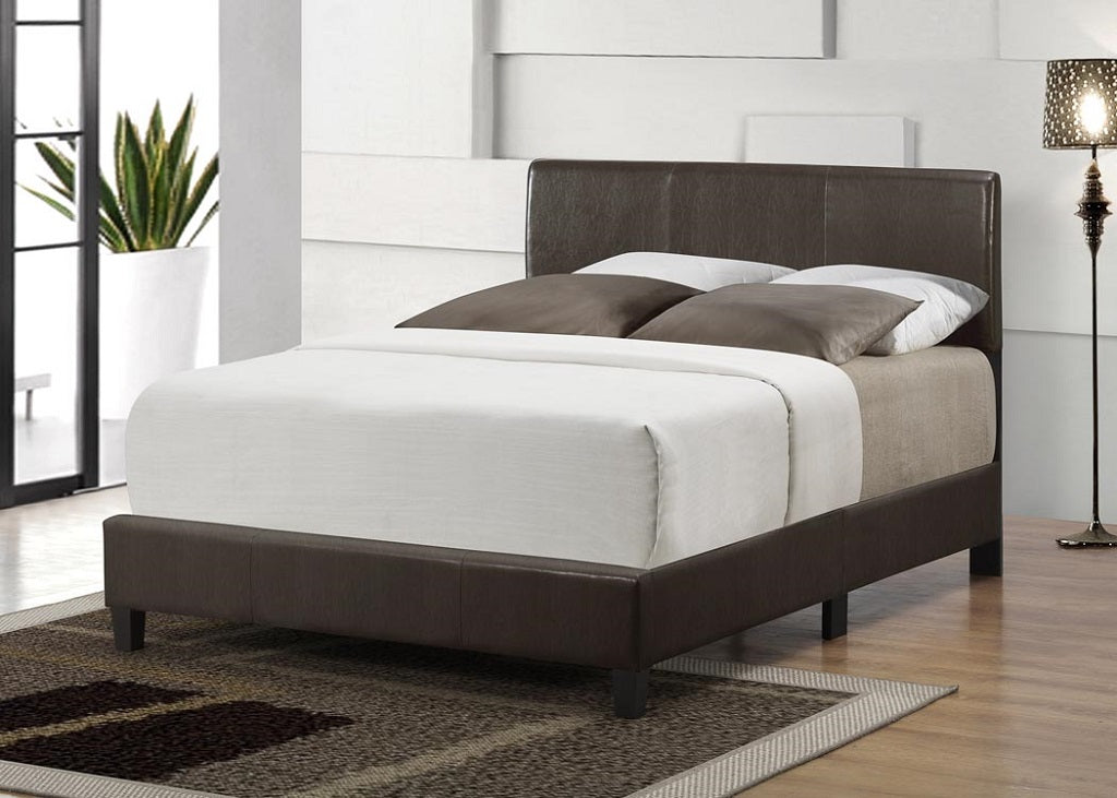 ViscoLogic LUCA Platform Bed with Faux Leather Headboard/Footboard and Rails