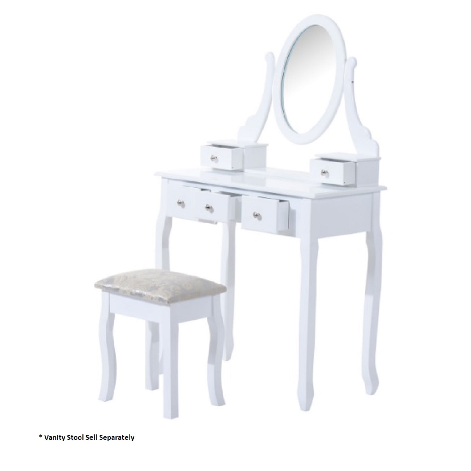 ViscoLogic IVORY Wooden Mirrored Makeup Vanity Table (White)